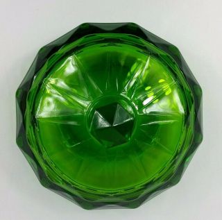 Vintage Emerald Green Viking Glass Diamond Point Covered Candy Dish EUC 4