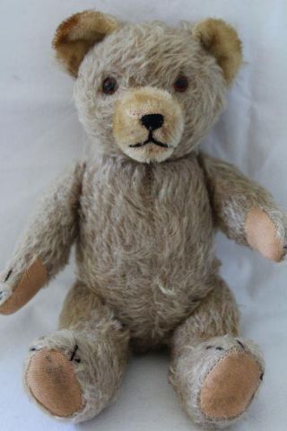 Vtg 50/60s Stuffed Squeaker Teddy Bear Plush Jointed Head Arms Legs Tan 11 " (z13