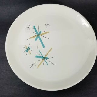 6 Vintage Mcm Salem North Star Turquoise 10 " Dinner Plates Atomic Starburst