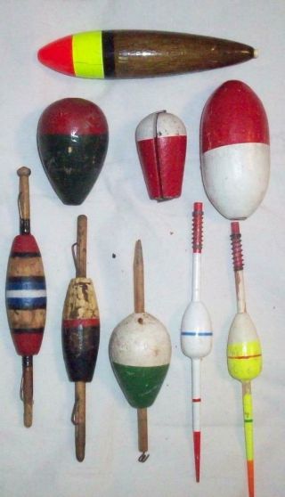 Group Of Vintage Fishing Lures Bobbers,  Floats Corks Humps Pico,  Bingo Decorate,