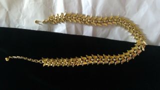 Vintage Reversible Trifari Gold Tone Tulip Link Choker Collar Necklace Euc