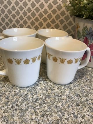 Corning Butterfly Gold Coffee Cup Mug Set Of 4 Corelle Corning Design Vtg 1970s