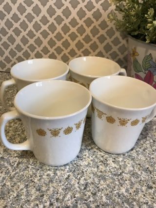 Corning Butterfly Gold Coffee Cup Mug Set Of 4 Corelle Corning Design Vtg 1970s 2