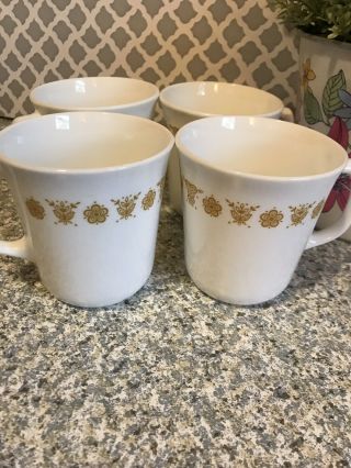 Corning Butterfly Gold Coffee Cup Mug Set Of 4 Corelle Corning Design Vtg 1970s 5