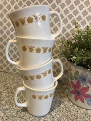 Corning Butterfly Gold Coffee Cup Mug Set Of 4 Corelle Corning Design Vtg 1970s 6