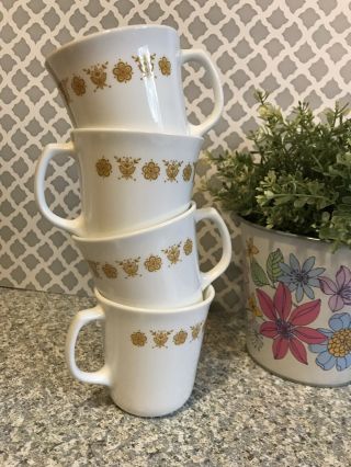 Corning Butterfly Gold Coffee Cup Mug Set Of 4 Corelle Corning Design Vtg 1970s 7