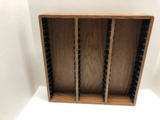 Vintage 48 Cassette Tape Rack Holder Storage Faux Wood Desktop Wall Mount Shelf