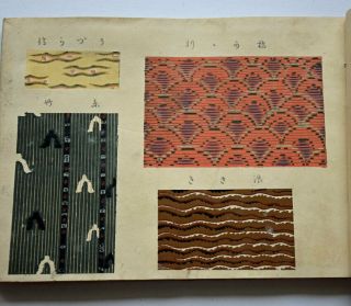 1905 Japanese Woodblock Print Book 1 Striped / Splashed Patterns Textile Design 3