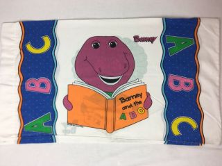 Vintage 1993 Barney The Purple Dinosaur & Baby Bop Pillow Case - Standard Size