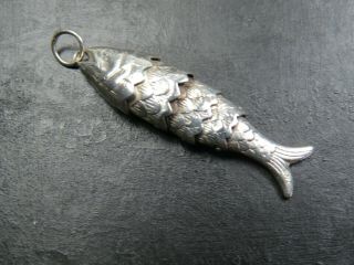 Vintage Sterling Silver Articulated Fish Pendant C.  1960
