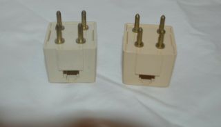 [2] Vntg Telephone Jack 4 - Prong to Modular RJ11 Adapter Converter Plug - Square 2