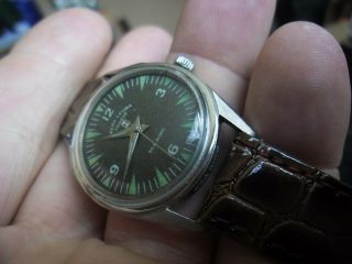 Vintage Gents Favre Leuba Seaking Military Style 17 Jewels Hand Wind Watch