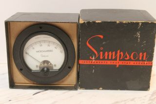 Vintage Simpson Instruments Model 25 Panel Meter Gauge Dc Microamperes 0 - 50