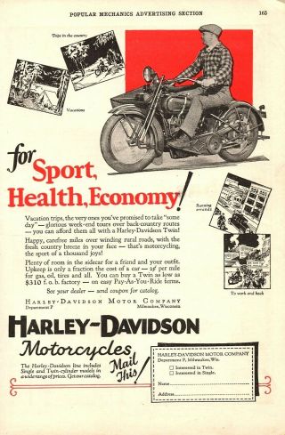 Vintage 1920s Harley Davidson Jd With Sidecar Ad