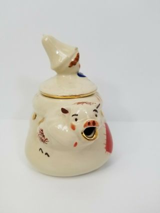 Vintage Shawnee Pottery Tea Pot Tom Pipers Son Ceramic Pitcher Clown Pig Spout 4