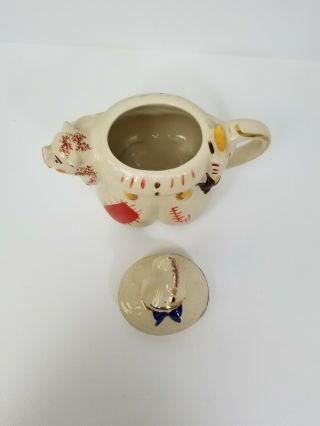 Vintage Shawnee Pottery Tea Pot Tom Pipers Son Ceramic Pitcher Clown Pig Spout 5