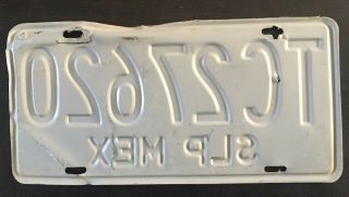 San Luis Potosi Mexico License Plate Tag Placa Vintage 80’s Green White SLP 4