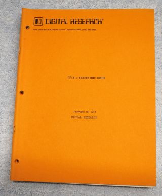 Digital Research Cp/m 2 Alteration Guide Very Collectible
