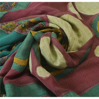 Sanskriti Vintage Purple Saree Pure Georgette Silk Printed Sari Craft Fabric 4