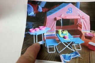 Vtg Barbie Mattel Arco 1980s Camping Set - Tent - Table - Seats - BBQ Pit - Accessories 4