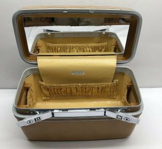 Vtg Samsonite Silhouette Harvest Gold Cosmetic Makeup Train Case Hard Luggage 3