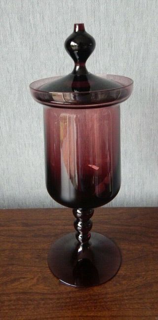 Vintage Italian/empoli Purple Glass Lidded Apothecary/bon Bon Dish Or Jar