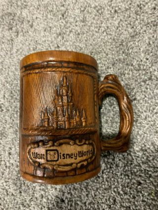 Vintage Walt Disney Ceramic Log Mug Magic Kingdom Castle Country Bear Jamboree