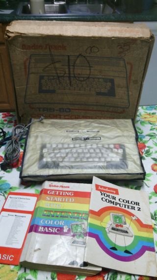 Radio Shack/tandy Trs - 80 Color Computer 2 - W/ Cable - Books - Dust Cover