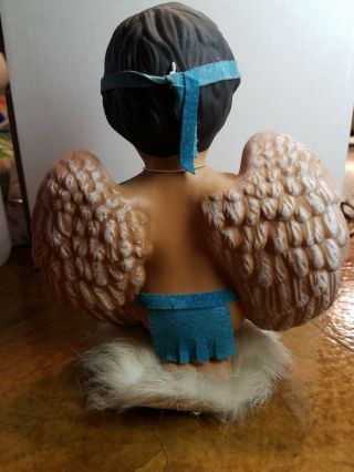 Vintage Ceramic Native American Indian Boy/Angel Figure Border Rose Bird Watcher 4