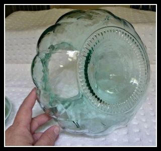Vintage Large Green Glass Pumpkin - Shaped Apothecary Jar From Italy 3