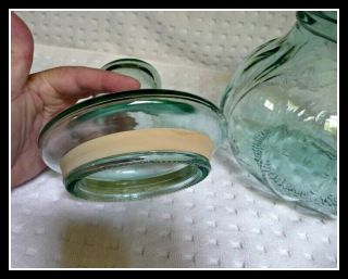 Vintage Large Green Glass Pumpkin - Shaped Apothecary Jar From Italy 6
