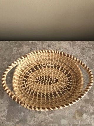Vintage Sweetgrass Gullah Low Country Basket With Handles