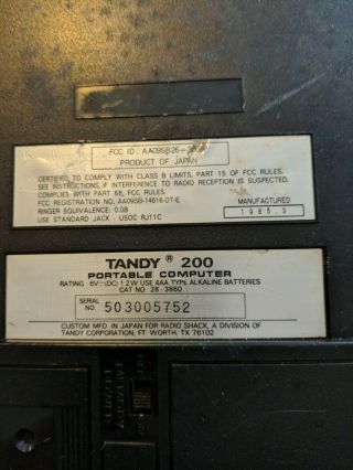 Tandy 200 Portable computer 5