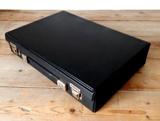 Vintage Retro Audio Cassette Tape Storage Box Carry Case Black - Capacity 32 A 3