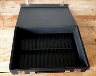Vintage Retro Audio Cassette Tape Storage Box Carry Case Black - Capacity 32 A 5