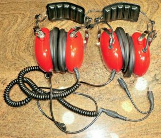R.  E.  Racing Electronics Red Headphones 2x Head Phones,  Splitter Vintage