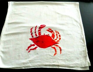 Vintage Crab Kitchen Towel White