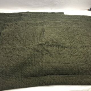 Three Vintage Peacock Alley Shams Dark Olive Green 26”x34” 100 Cotton 2