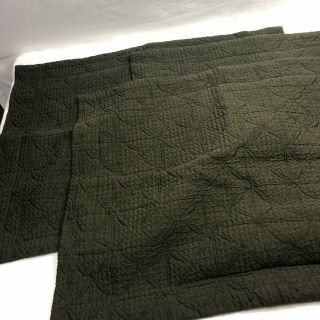 Three Vintage Peacock Alley Shams Dark Olive Green 26”x34” 100 Cotton 3