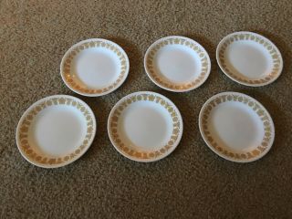 6 Butterfly Gold Dessert Plates 7”  Vintage Corelle By Corning