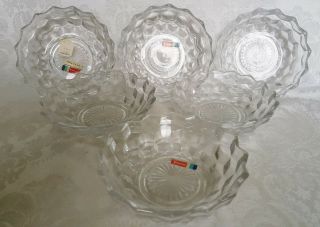 Vintage Set Of 6 Fostoria Crystal Glass American Pattern Berry Fruit Bowls Great