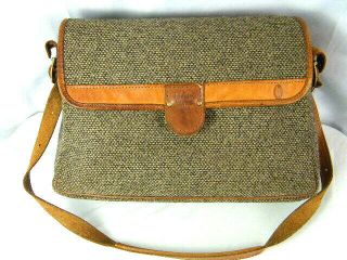 Vintage Hartmann Luggage Shoulder Strap Bag Leather & Tweed With Lock & Key