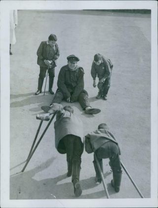 A Photo Of Handicapped Men In An Activity During World War Ii - Vintage Photo