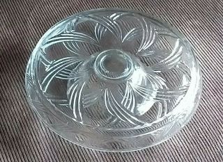 Vintage Skirted Clear Glass Palm Frawn Pedestal Cake Pastry Stand 12.  5 "