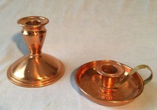 Vtg Set Of 2 Coppercraft Guild Taunton Mass Copper Candle Candlestick Holders