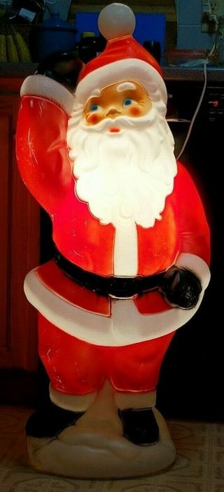 Vintage Santa Claus St Nick Lighted Christmas Blow Mold Lawn Decor 40 "