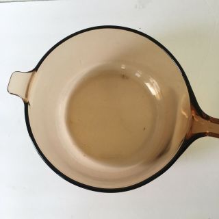 Vintage Corning Pyrex Vision Ware Large Amber 2.  5 L Sauce Pan (No Lid) U.  S.  A. 3