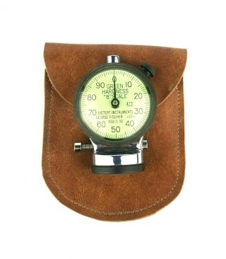 Vtg Dietert Co.  Green Hardness " B " Scale Gauge 473 W/ Leather Pouch Made In Usa