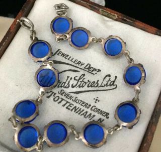 Vintage Art Deco Jewellery Stunning Cobalt Blue Moonstone Cabochon Bracelet 6