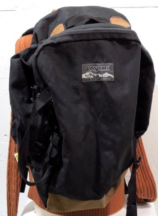 Vtg Jansport Canvas Leather Bottom Internal Frame Backpack 17x23 Large Made Usa